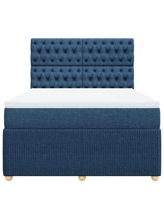 Box spring postel s matrací modrá 140x190 cm textil