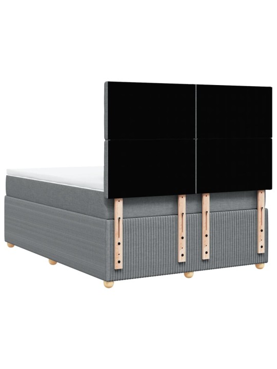 Box spring postel s matrací světle šedá 140 x 190 cm textil