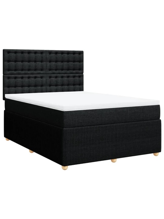 Box spring postel s matrací černá 140 x 190 cm textil