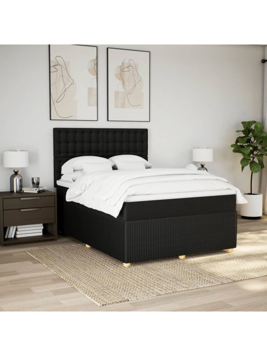 Box spring postel s matrací černá 140 x 190 cm textil