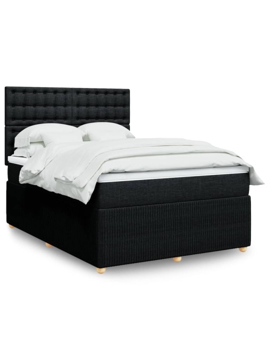 Box spring postel s matrací černá 140 x 190 cm textil