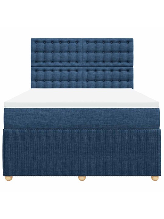 Box spring postel s matrací modrá 140x190 cm textil