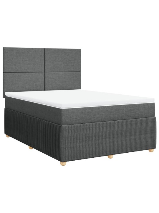 Box spring postel s matrací tmavě šedá 140x200 cm textil
