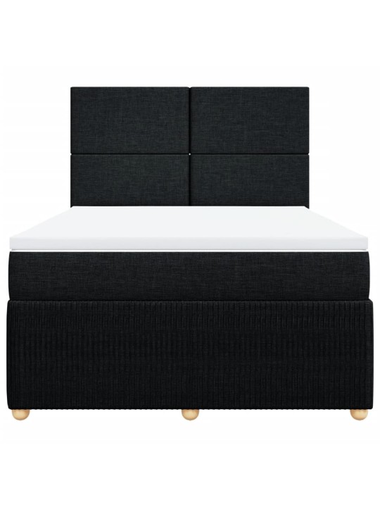 Box spring postel s matrací černá 140x200 cm textil