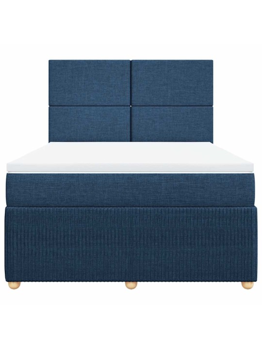 Box spring postel s matrací modrá 140x200 cm textil