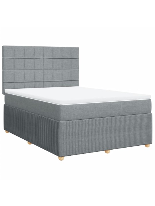 Box spring postel s matrací světle šedá 140 x 200 cm textil