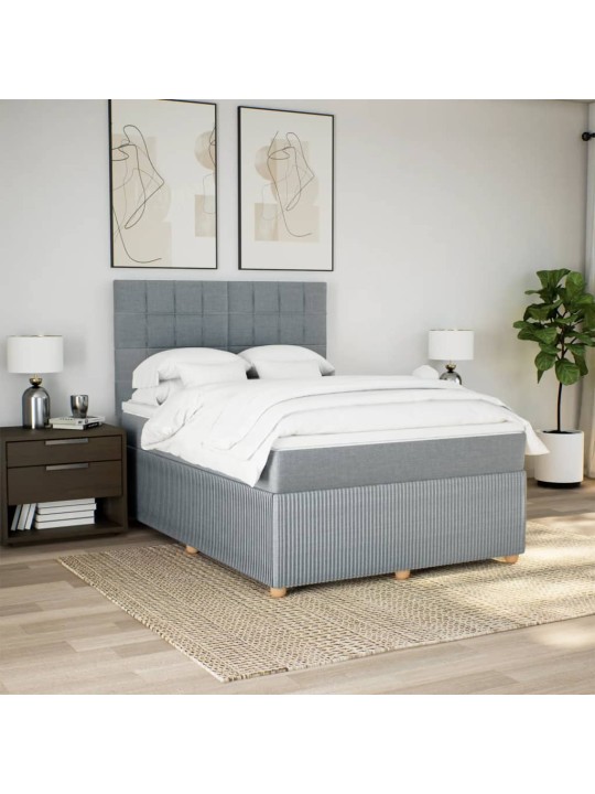 Box spring postel s matrací světle šedá 140 x 200 cm textil