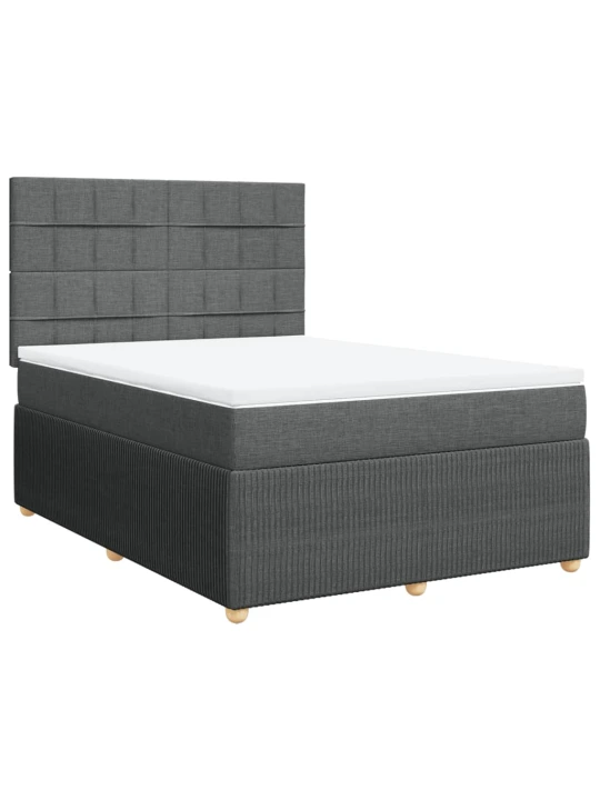 Box spring postel s matrací tmavě šedá 140x200 cm textil