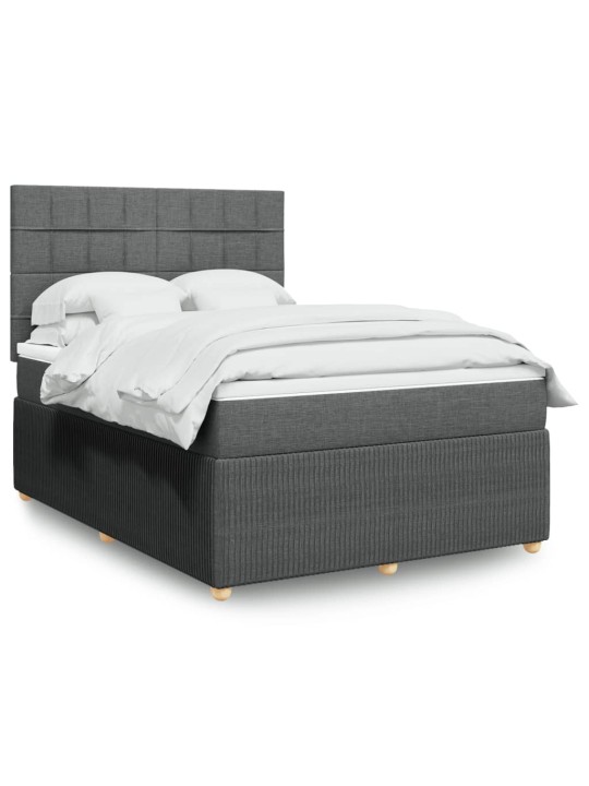 Box spring postel s matrací tmavě šedá 140x200 cm textil