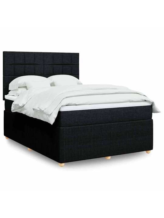 Box spring postel s matrací černá 140x200 cm textil