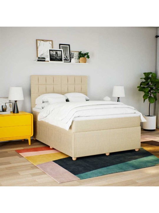 Box spring postel s matrací krémová 140x200 cm textil