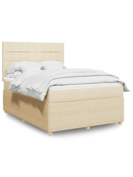 Box spring postel s matrací krémová 140x200 cm textil