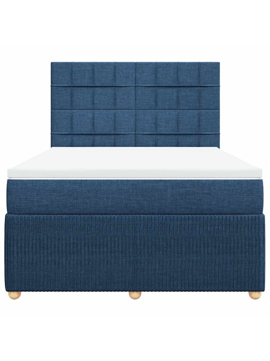 Box spring postel s matrací modrá 140x200 cm textil