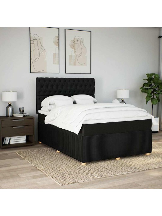 Box spring postel s matrací černá 140x200 cm textil
