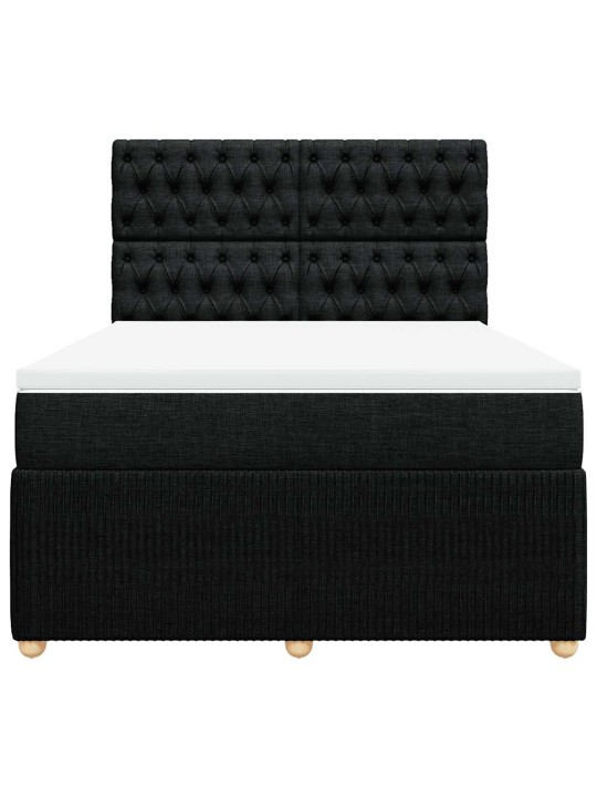 Box spring postel s matrací černá 140x200 cm textil