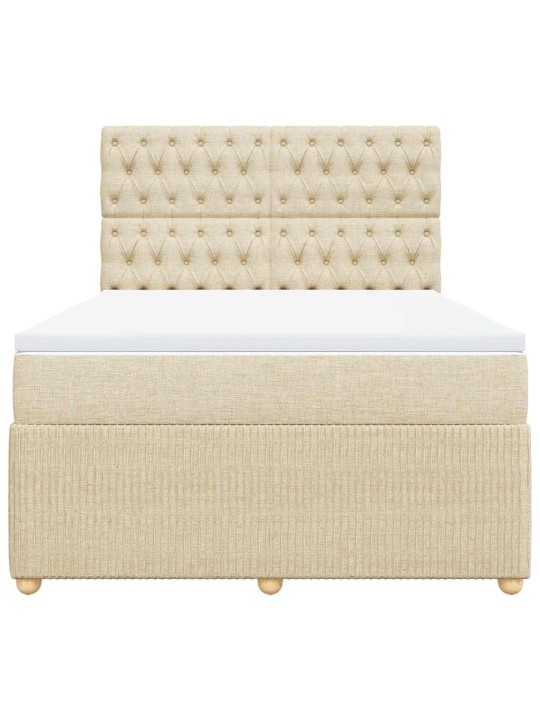 Box spring postel s matrací krémová 140x200 cm textil