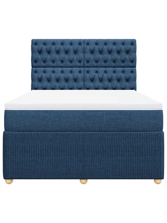 Box spring postel s matrací modrá 140x200 cm textil