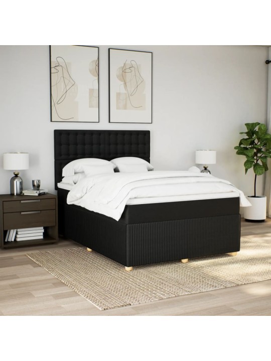 Box spring postel s matrací černá 140x200 cm textil