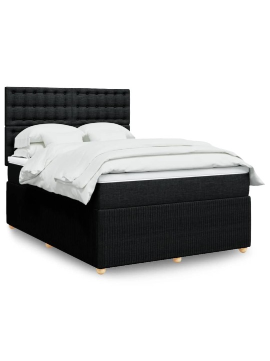 Box spring postel s matrací černá 140x200 cm textil