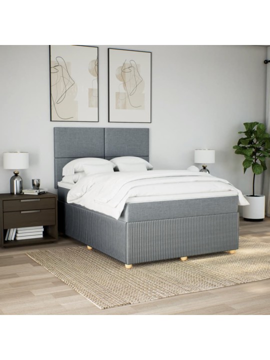 Box spring postel s matrací světle šedá 160 x 200 cm textil