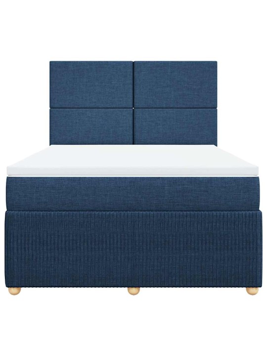 Box spring postel s matrací modrá 160x200 cm textil