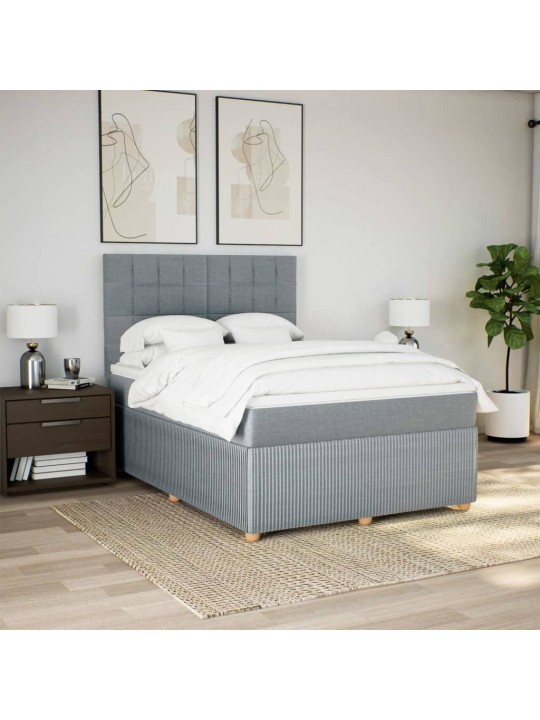 Box spring postel s matrací světle šedá 160 x 200 cm textil
