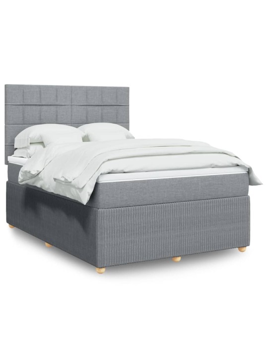 Box spring postel s matrací světle šedá 160 x 200 cm textil