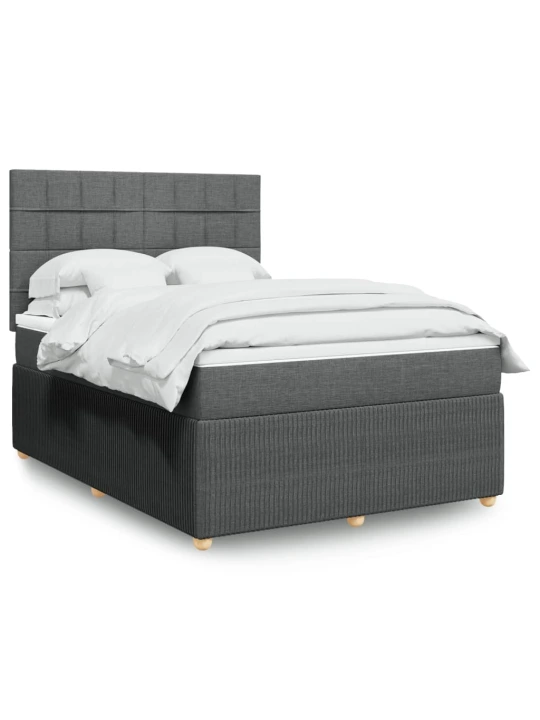 Box spring postel s matrací tmavě šedá 160x200 cm textil