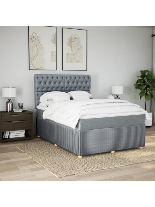 Box spring postel s matrací světle šedá 160 x 200 cm textil