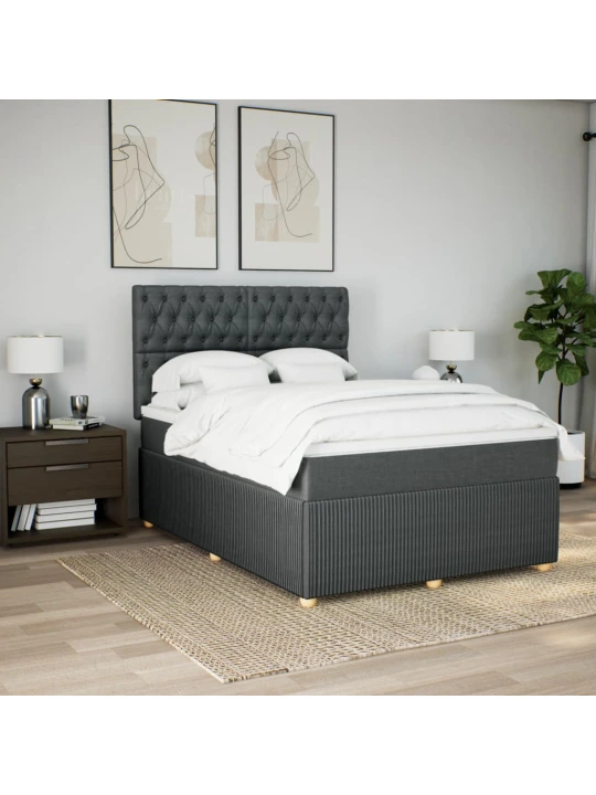 Box spring postel s matrací tmavě šedá 160x200 cm textil
