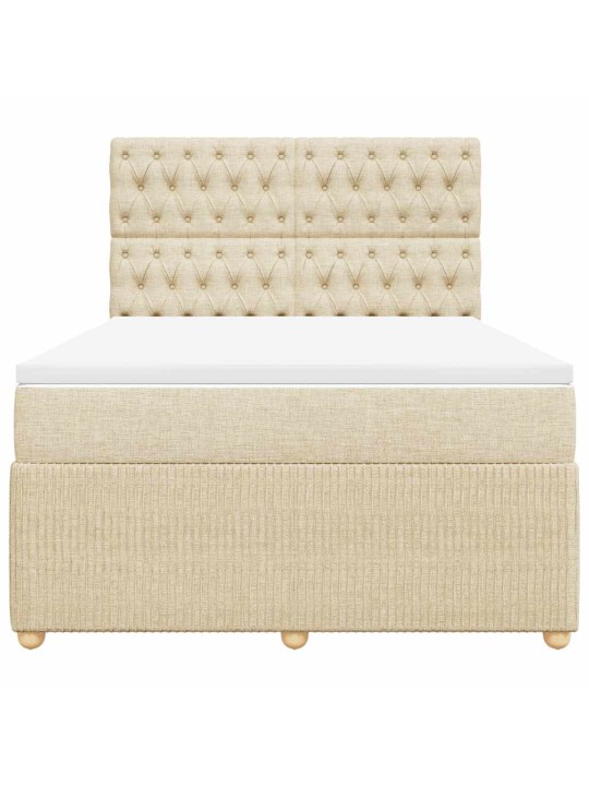 Box spring postel s matrací krémová 160x200 cm textil