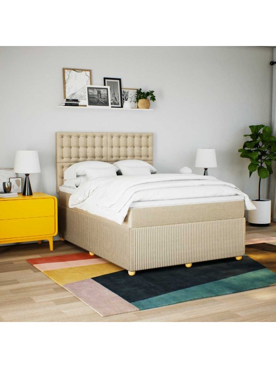 Box spring postel s matrací krémová 160x200 cm textil