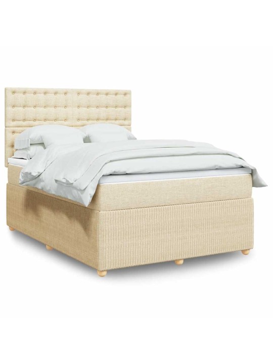Box spring postel s matrací krémová 160x200 cm textil