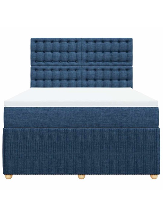 Box spring postel s matrací modrá 160x200 cm textil