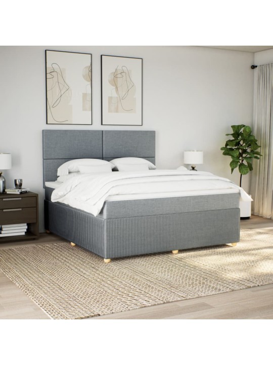 Box spring postel s matrací světle šedá 180 x 200 cm textil