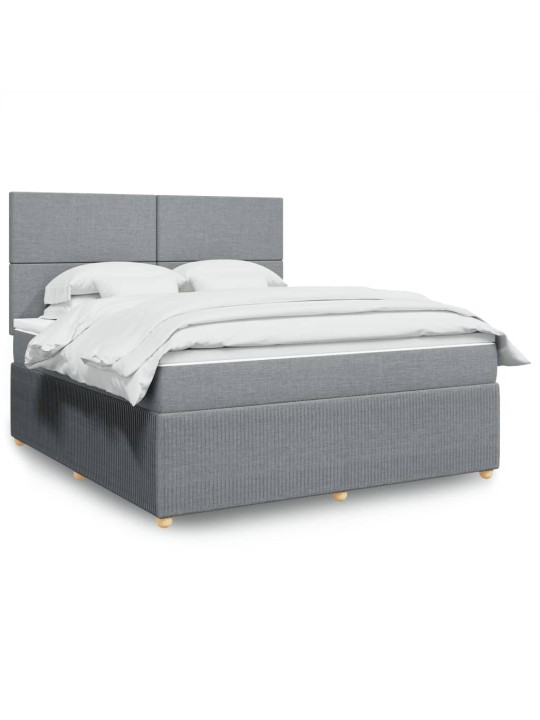 Box spring postel s matrací světle šedá 180 x 200 cm textil