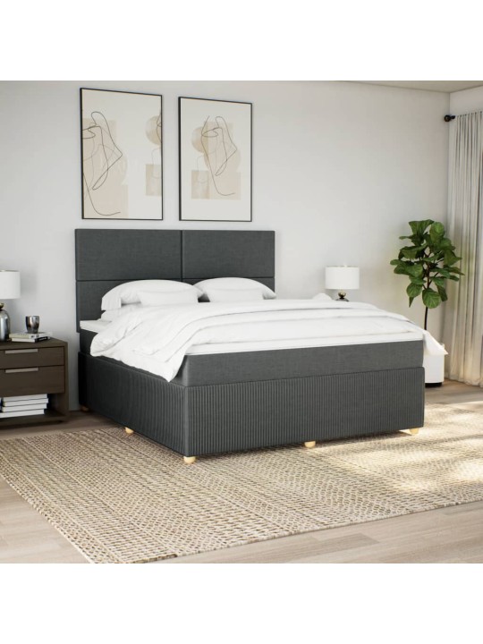 Box spring postel s matrací tmavě šedá 180x200 cm textil