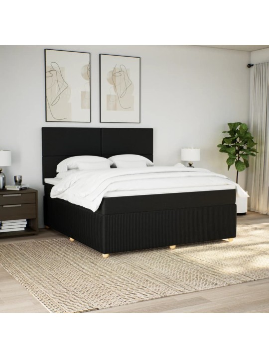 Box spring postel s matrací černá 180x200 cm textil
