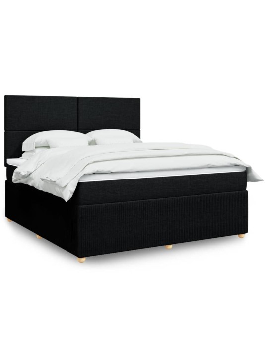 Box spring postel s matrací černá 180x200 cm textil