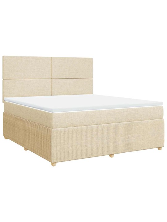 Box spring postel s matrací krémová 180x200 cm textil