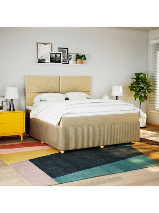 Box spring postel s matrací krémová 180x200 cm textil