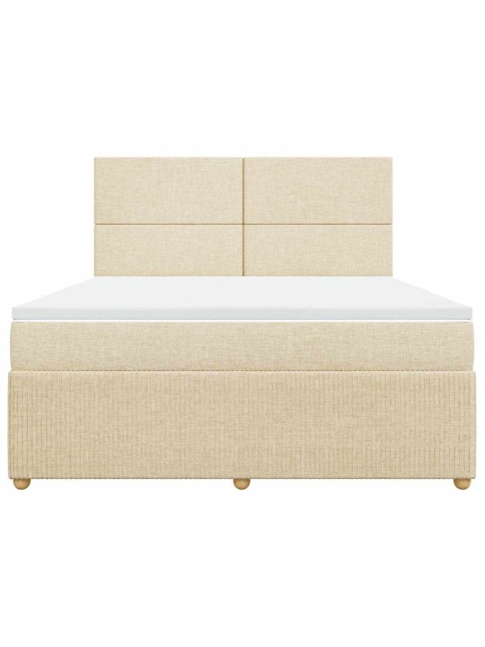 Box spring postel s matrací krémová 180x200 cm textil