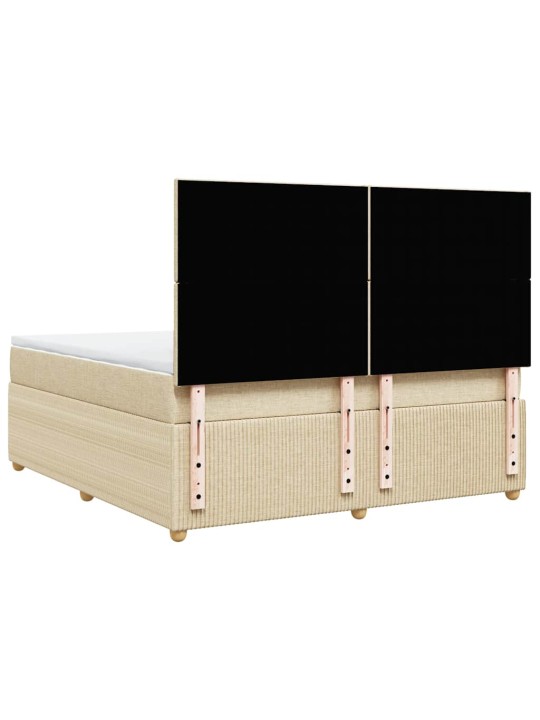Box spring postel s matrací krémová 180x200 cm textil