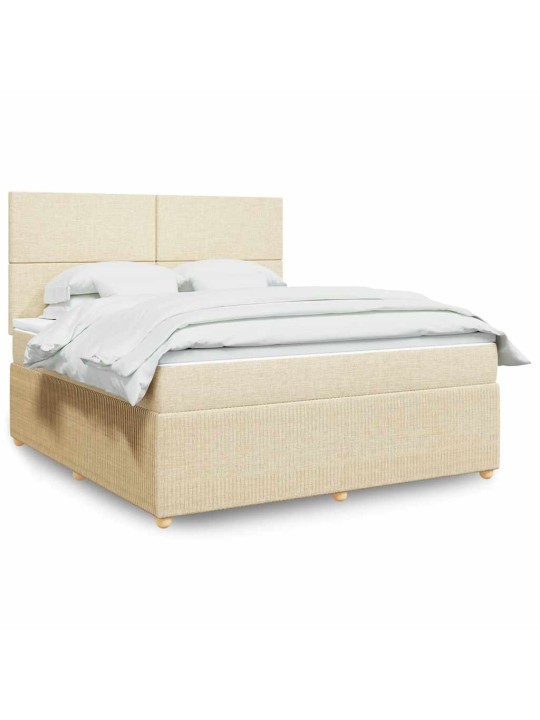 Box spring postel s matrací krémová 180x200 cm textil