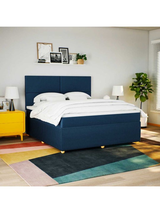 Box spring postel s matrací modrá 180x200 cm textil