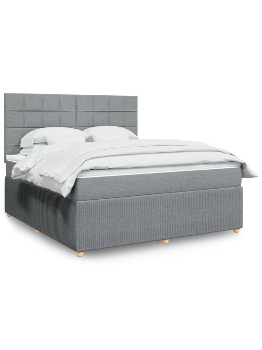 Box spring postel s matrací světle šedá 180 x 200 cm textil