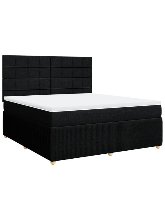 Box spring postel s matrací černá 180x200 cm textil