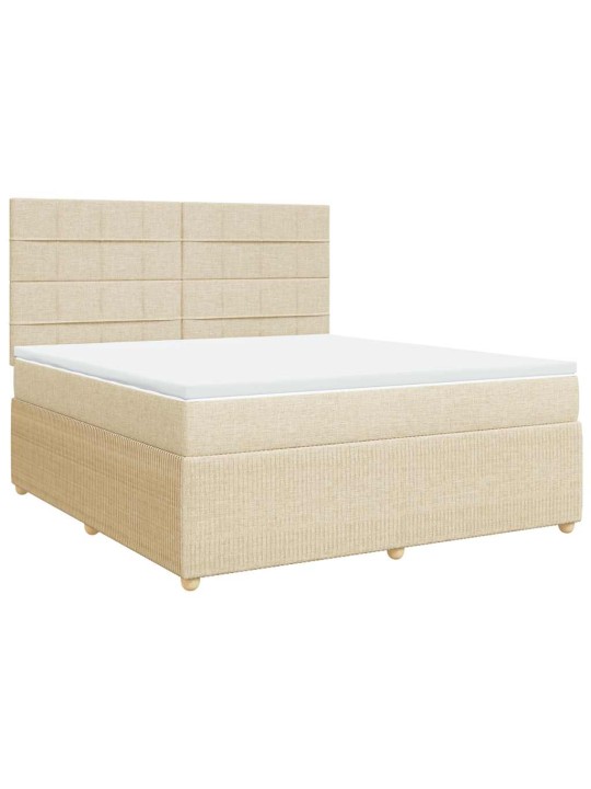 Box spring postel s matrací krémová 180x200 cm textil