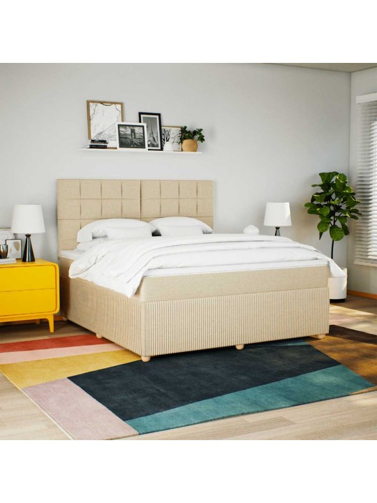 Box spring postel s matrací krémová 180x200 cm textil