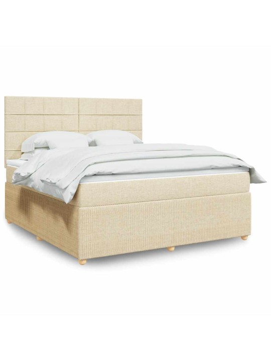 Box spring postel s matrací krémová 180x200 cm textil